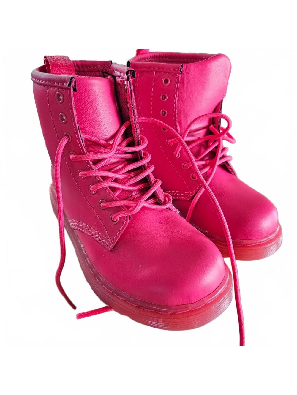 Dr. Martens Brooklee Neon Pink Softy T Kids Boots Size US 9